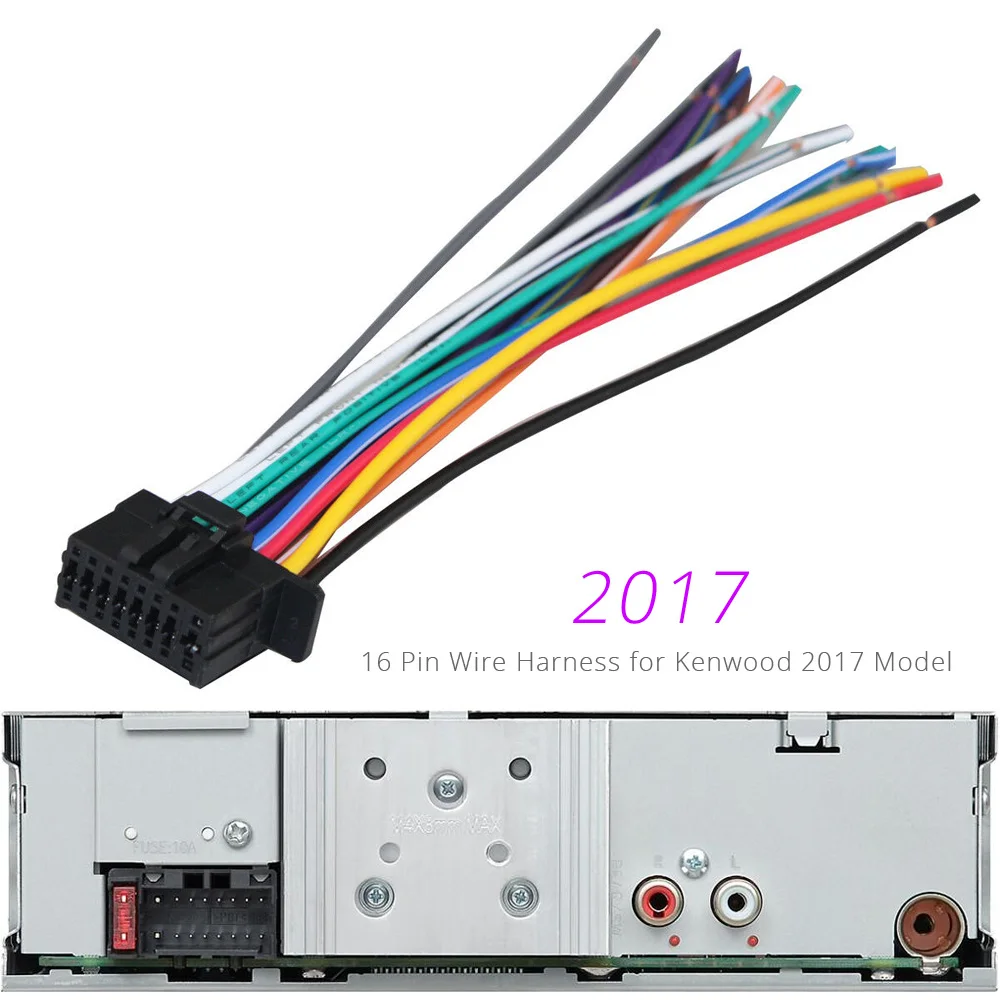 16 دبوس الأسلاك تسخير موصل كابل محول ل كينوود DNX DDX KVT KMR KMM KDC 2017 نماذج راديو ستيريو بالسيارة سلك