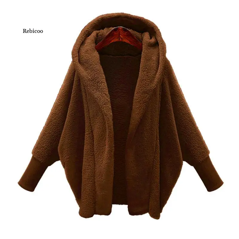 Manteau à capuche en peluche pour femmes, veste à capuche chaude, manches longues, couleur unie, vêtements d'extérieur, pardessus d'hiver