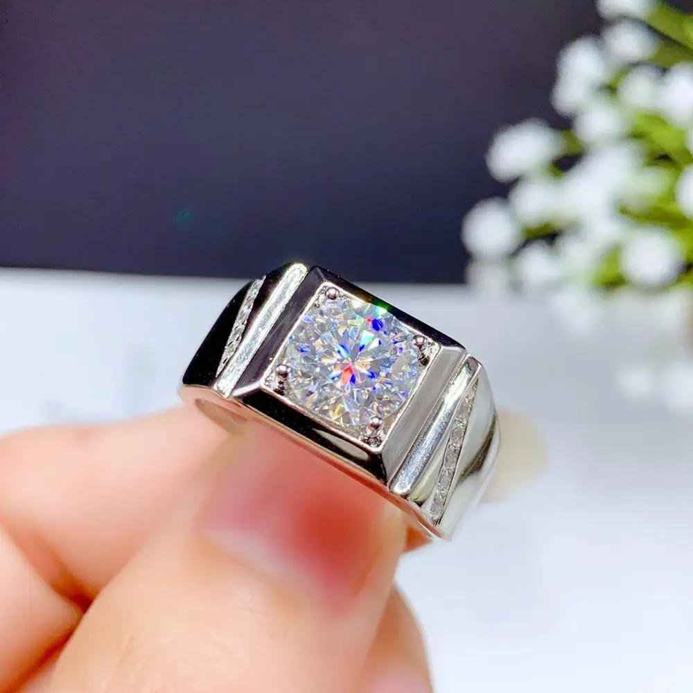 2020 Male Solitaire 2ct Lab Sona Diamond Ring 925 sterling silver Engagement Wedding band Rings for men Gemstones Party Jewelry