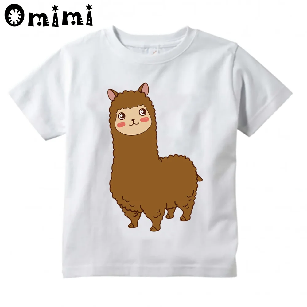 

New T Shirt Cartoon Animal Alpaca For Boys Girls Kawaii Fashion Summer T-Shirt Print Clothing Children Baby White Tops,YKP037