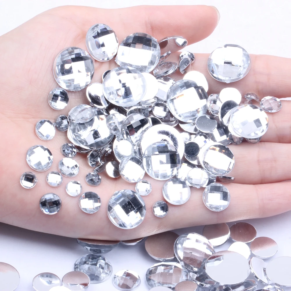 

4mm 5mm 20mm 22mm Crystal Round Earth Facetsd Acrylic Flatback Craft Art DIY Gems Rhinestone Strass High Shine Nail Stones