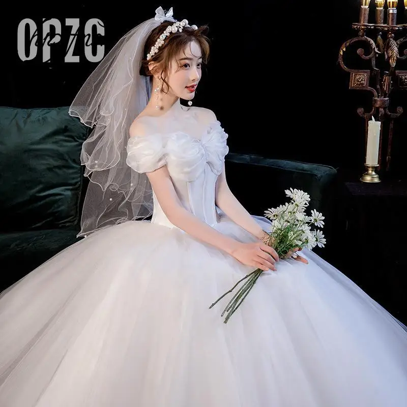 Gaun Pernikahan Sweetheart Korea Sederhana Klasik Mode Baru Ukuran Plus Off The Shoulder Bow Vestidos De Noiva 2022 Robe De Mariage