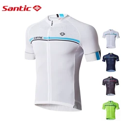 SANTIC Pro Cycling Jerseys Men Bicycle Short Sleeve Anti Slip Cuff Road Bike Cycling Top Breathable Sport Clothes Back Pocket