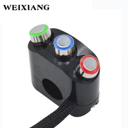 22mm 25mm Universal CNC Aluminum Alloy Motorcycle Switches Handlebar Mount Switch Headlight Horn Start Lighting LED Switch