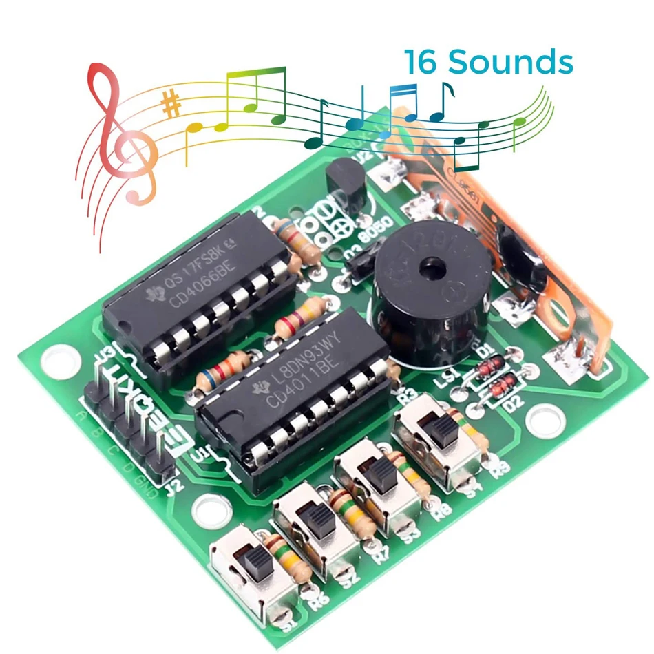 Caja de Sonido de 16 tonos, de 16 tonos módulo electrónico, piezas de Kit, componentes, Kits de aprendizaje de práctica de soldadura para Arduino