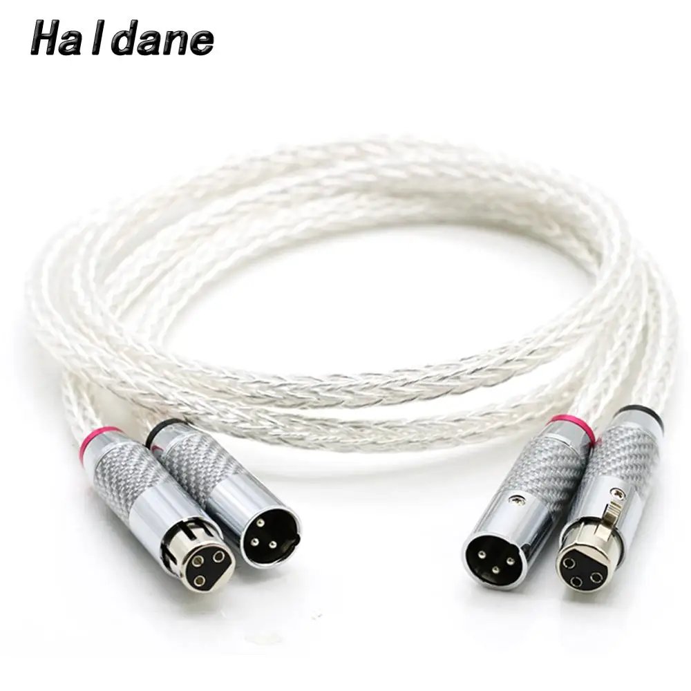 Haldane Hi-End 16AG Single Crystal Silver HIFI XLR Male to Female Audio speaker Wire Carbon Fibe 3pins XLR Balanced Cable