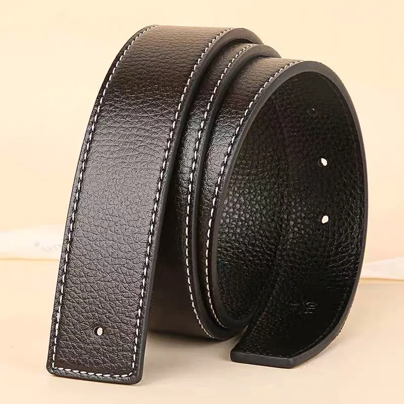 New Luxury Brand H Belts for Men High Quality Buckle Male Strap Genuine Leather Waistband Ceinture Homme,No Buckle 3.8cm Belt