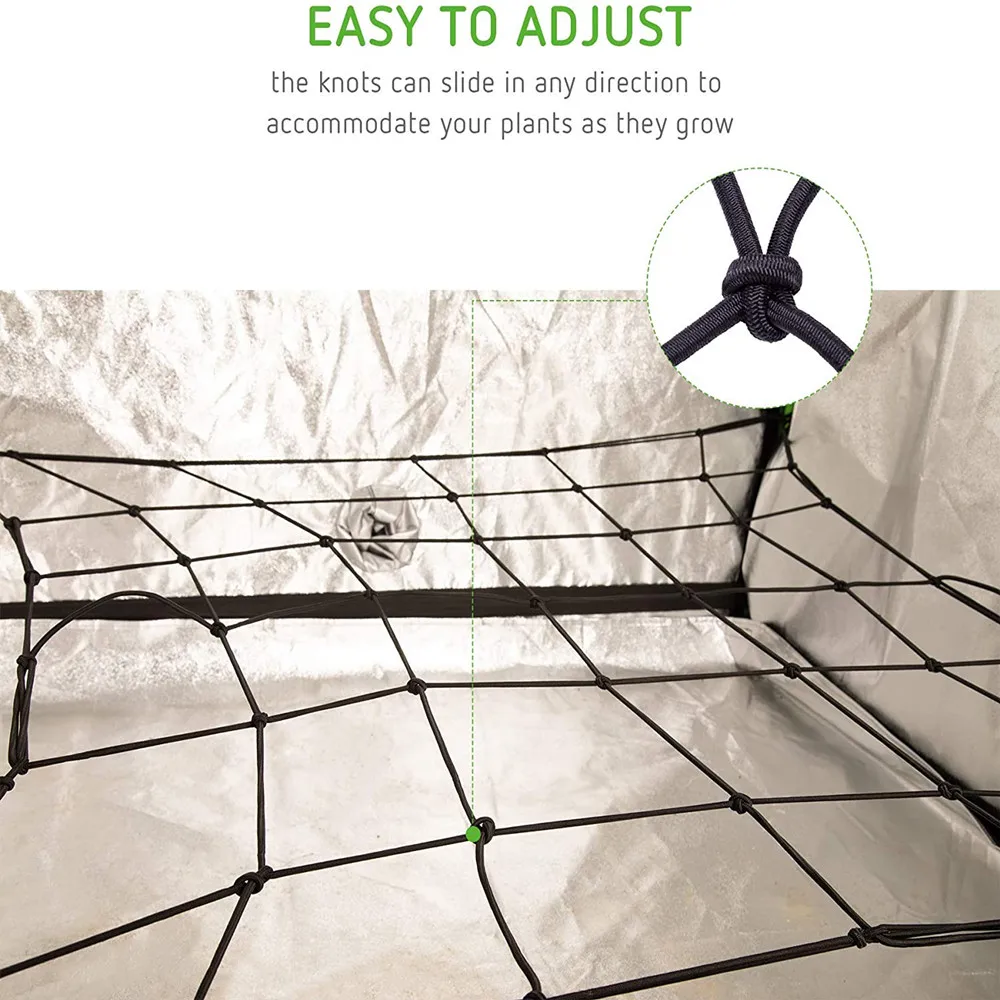 Stretchable 40x40 50x50 60x60 80x80 100x100 120x120 150x150 90x60cm stretch net with hook for plant tent indoor grow