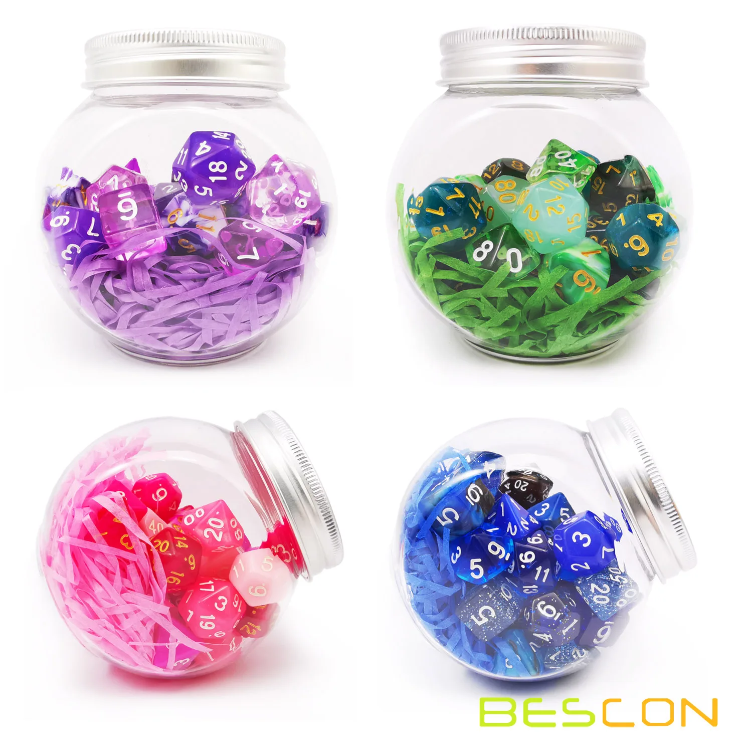 Bescon RPG Dice Set 35pcs , DND Role Playing Game Dice 5X7pcs Amethysts Set and Emeralds Set