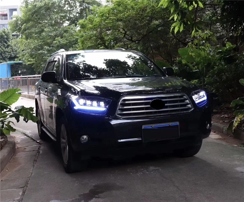 exterior auto accessories led drl headlight assembly front lamps with turn signal lights fit for toyota highlander 2008-11 lamp
