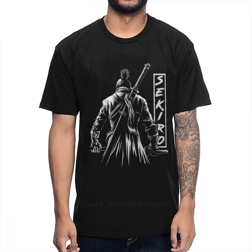 PS4 Game SEKIRO T Shirt Shadows Die Twice The One-armed Wolf Tee Shirt For Male Retro Homme Tee Shirt 100% Cotton