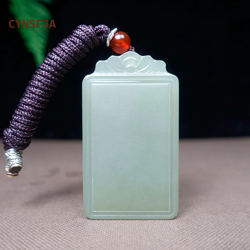 

CYNSFJA New Real Certified Natural Hetian Jade Nephrite Lucky Amulets Peace Jade Pendant Light Green High Quality Best Gifts