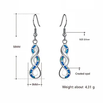 全新時尚波浪垂墜耳環,女士納比藍火歐泊吊墜耳環,新娘婚禮珠寶禮物 10 最佳銷售 藍色蛋白石 - №9