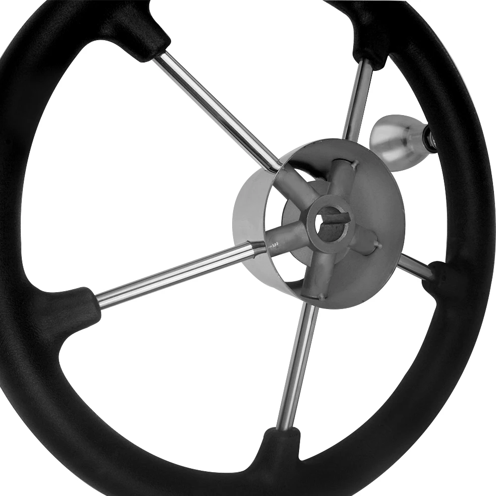 Boot Zubehör Marine 13-1/2 Inch edelstahl 5 Speichen Destroyer Lenkrad mit Schwarz Schaum Griff und Knopf