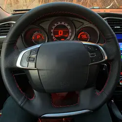 Car Steering Wheel Cover For Citroen C4 C4L 2011 2012 2013 2014 2015 DIY Hand Sewing Microfiber Leather