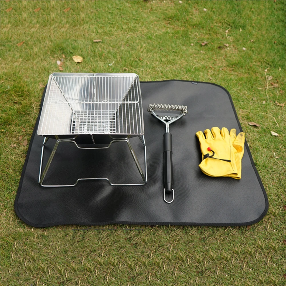 Outdoor camping fireproof cloth, Nature Hiking flame-retardant picnic blanket, silicone coating fireproof barbecue mat