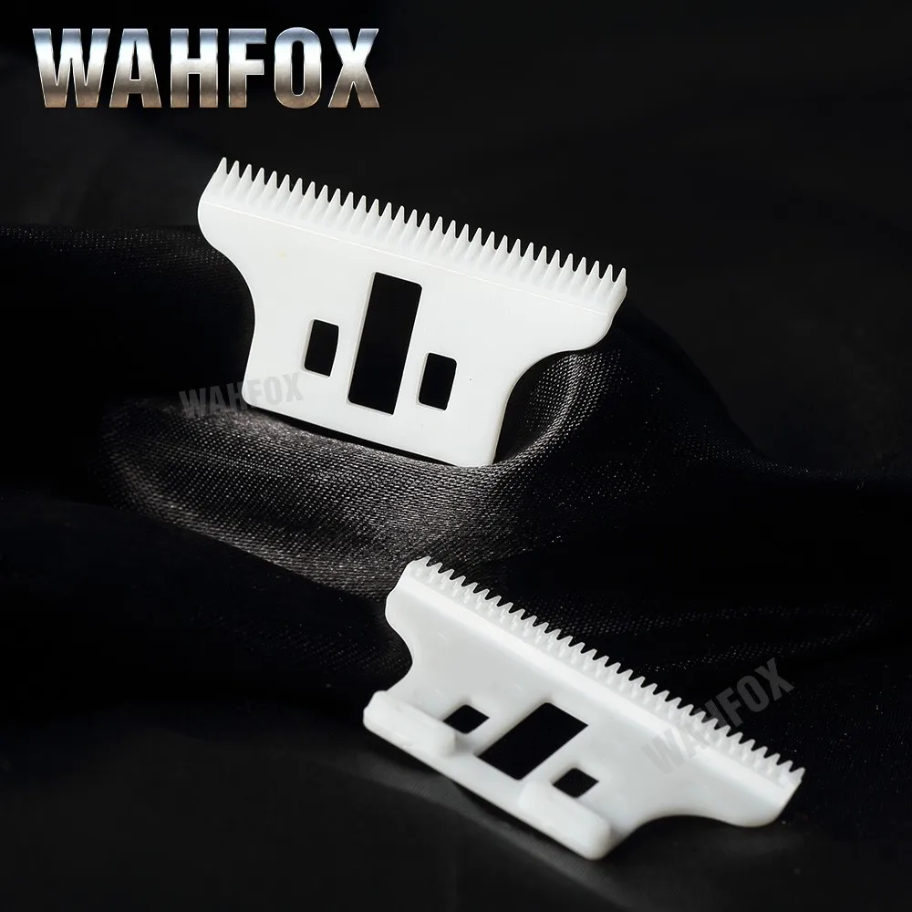 WAHFOX 2 Cái/bộ Tóc Lưỡi Dao Thay Thế Lưỡi Gốm Cho 8081 WAHL Detailer T-WIDE Tông Đơ Cắt Lưỡi Dao 32 Răng Có Hộp