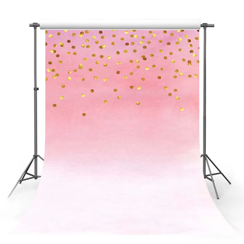 

Mehofond Pink Gradient Grunge Photography Backdrop Gold Polka Dots Girls Portrait Wedding Photography Background Photo Studio