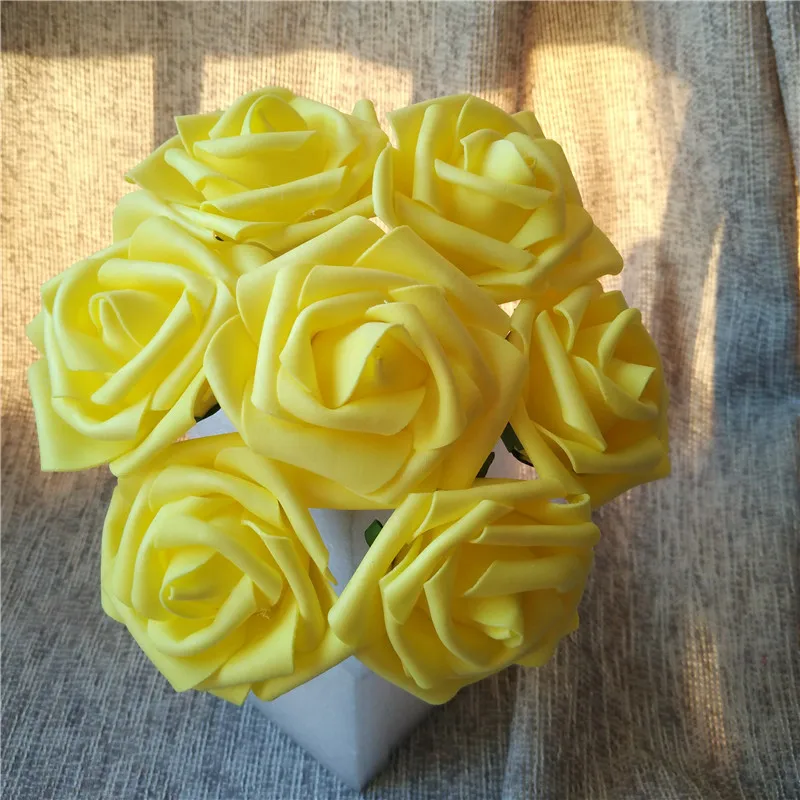 Lime Bright Yellow Flowers Artificial Roses For Wedding Table Centerpiece Cake Decor Wedding Bridal Bouquets Flowers LNPE023