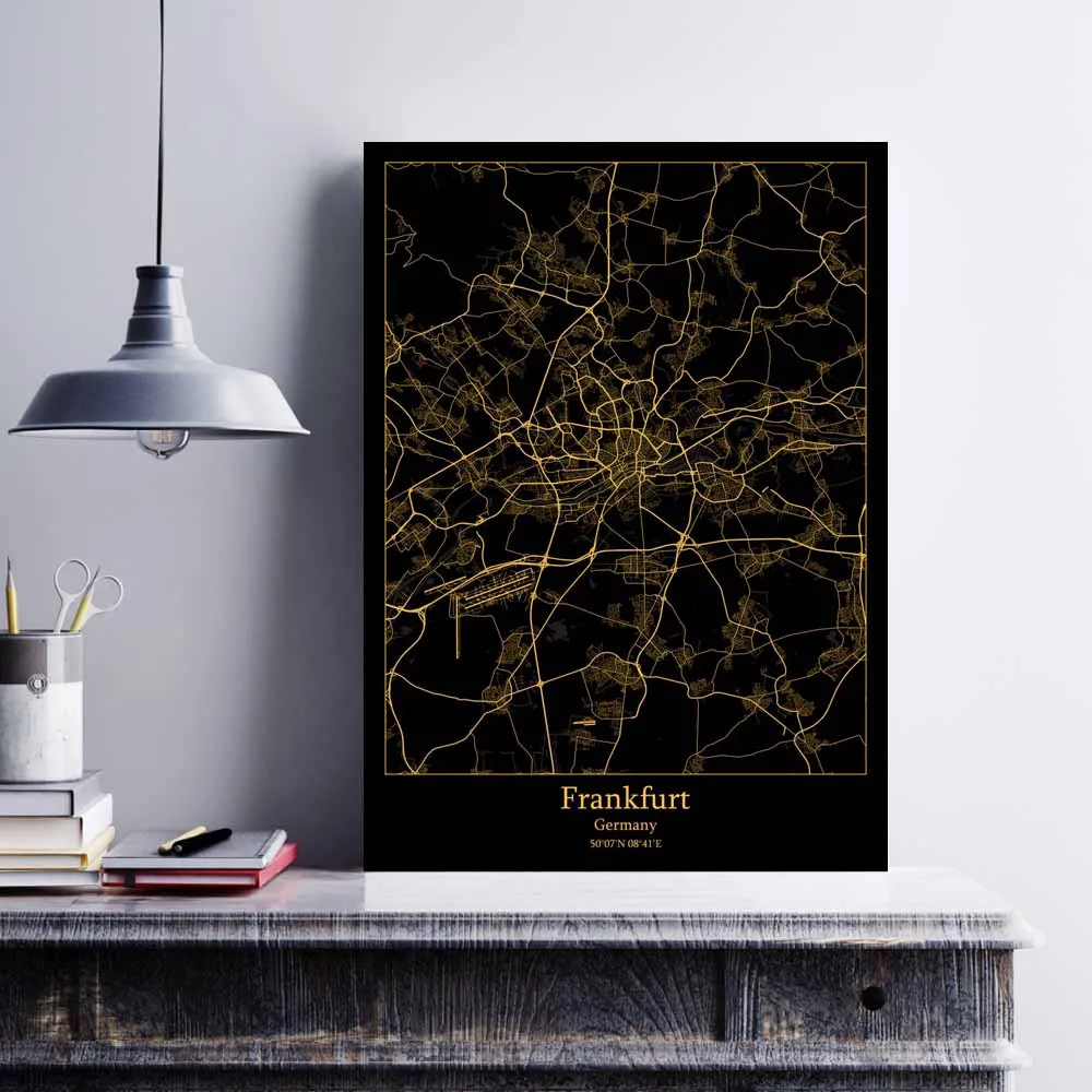 Frankfurt Hamburg Hannover Leipzig München Munster Nuremberg Paderborn Rostock Stuttgart Deutschland Kartenplakat