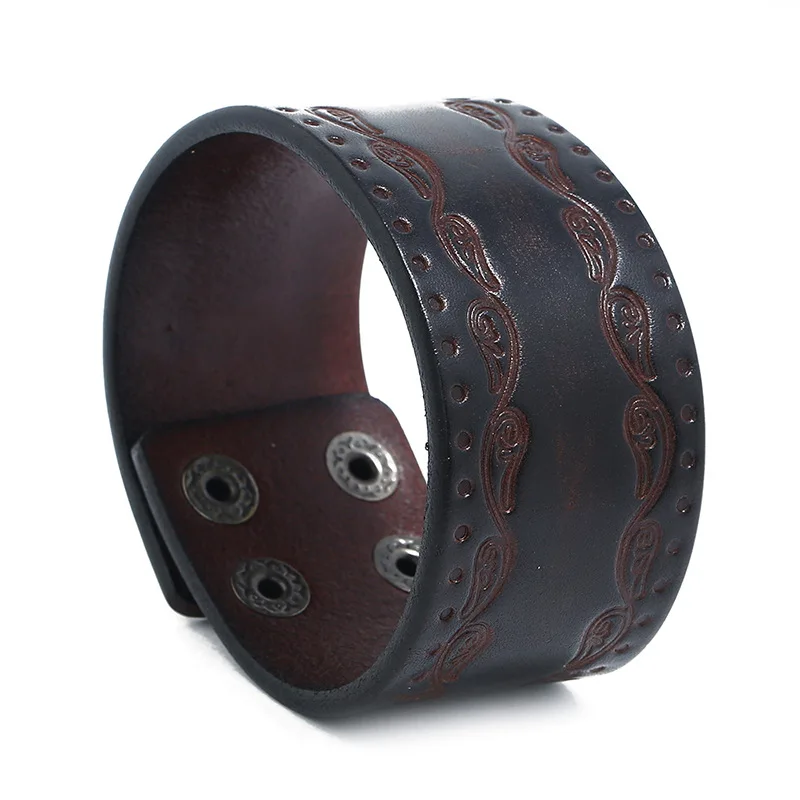 Modyle New Vintage Leather Jewelry Punk Brown Braided Leather Bracelet for Men Wide Couple Men Bracelet Fashion Bangles Gifts