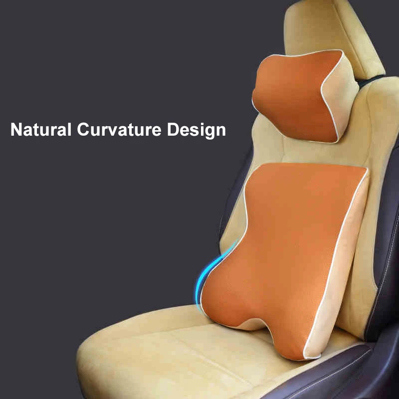 QHCP 1Pcs Car Safety Breathable Memory Foam Pillow Back Lumbar Head Neck Support Cushion For Lexus Es200250Nx200300Rx300200t