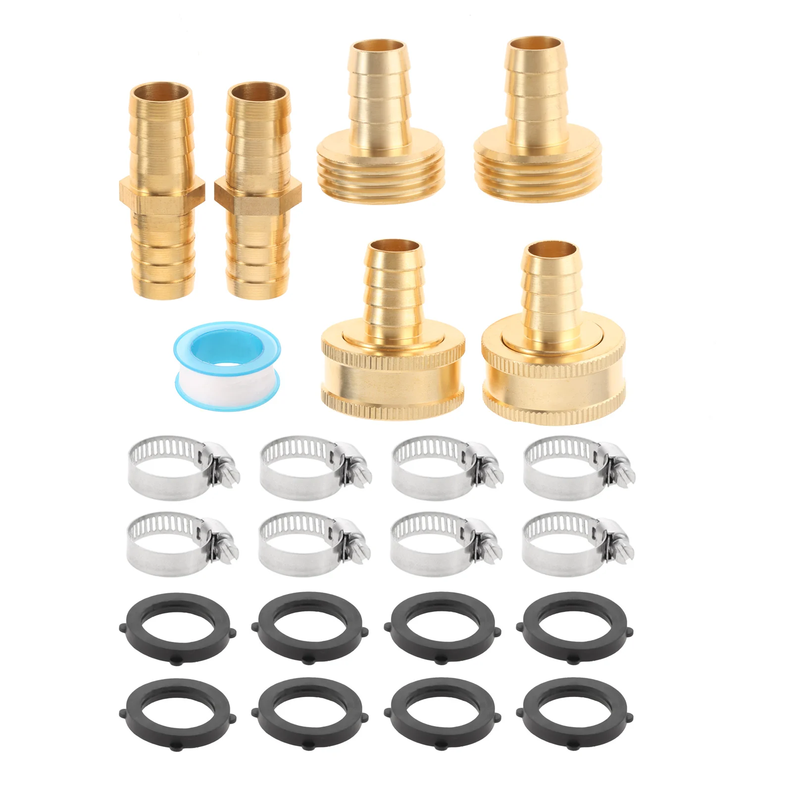 

4 Set 1/2 Inch Garden Hose Connector Hose Mender Water Hose Repair Kit Female Male Hose Coupling with Tape Clamp 3/4 Inch Gasket