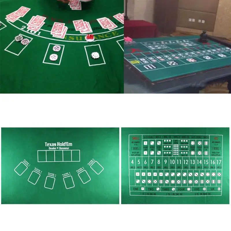 OOTDTY 90x60cm TX Hold'em Tablecloth Flannel 21 Points Dice Table Mat Casino Family Party Poker Game Entertainment Toys 2