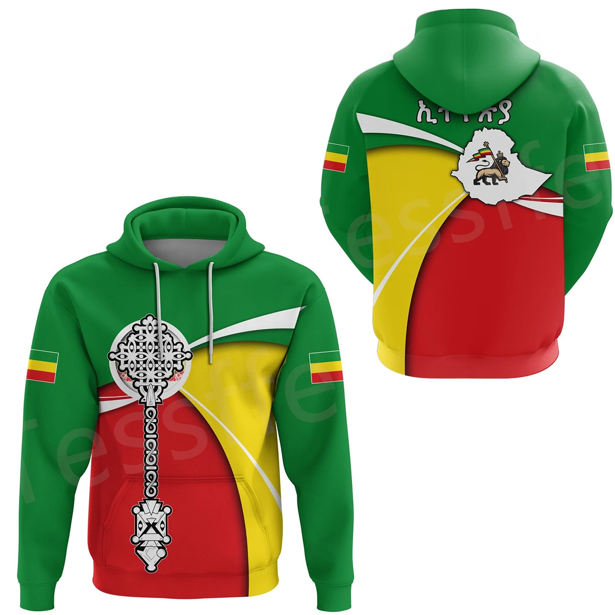 Tessffel Ethiopia County Flag Reggae Africa Native Tribe Lion Retro Harajuku Tracksuit 3DPrint Men/Women Funny Casual Hoodies 10