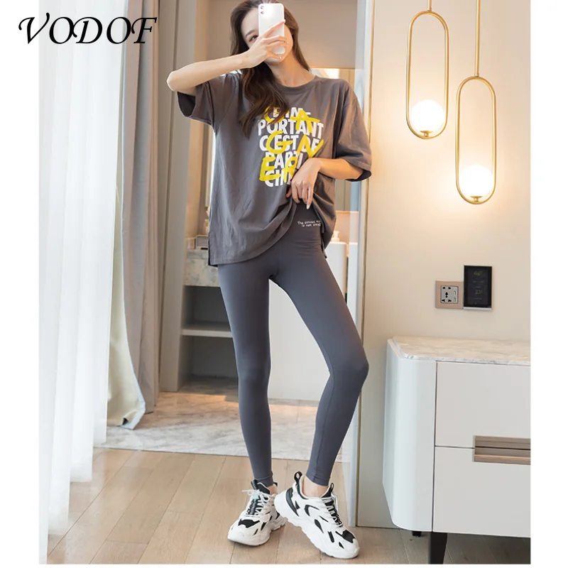 

VODOF New Women Sharkskin Black Leggings Thin Workout Stretch Sexy Fitness Leggings Skinny Legs Slimming Sport Leggings