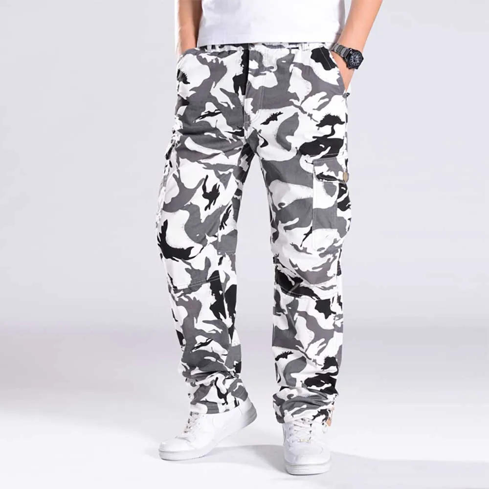 Spring Summer Camouflage Cargo Trousers Cotton Men Pants Casual Pocket Loose Baggy Tactical Fashion Clothing Hip Hop Joggers