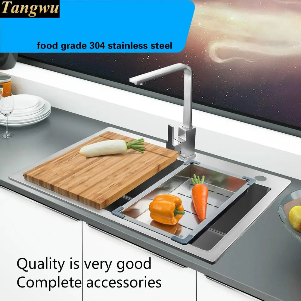 Free shipping Apartment mini wash vegetables high capacity vogue kitchen manual sink single trough 304 stainless steel 68x48 CM