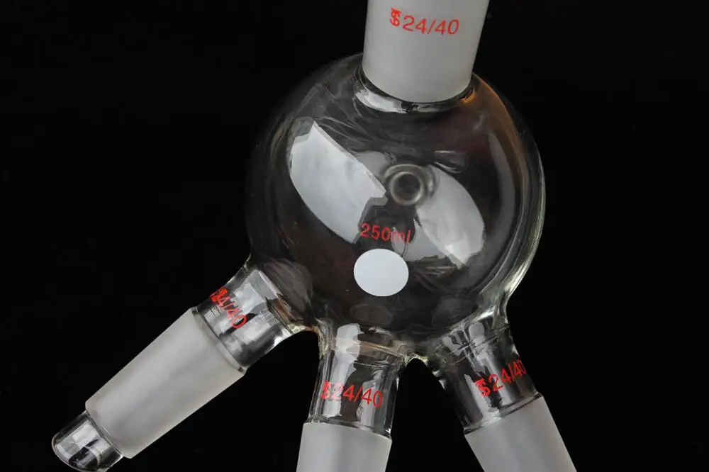 Boiling Flask Glass Cow Receiver 250ml Joints 24/40 Three Ports Glass Distillation Receiver