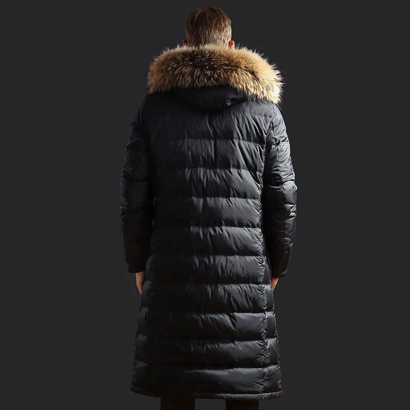 

White Goose Down Jacket Men Long Winter Coat Raccoon Fur Collar Plus Size warm Men's Down Jackets 2020 91608 KJ3095