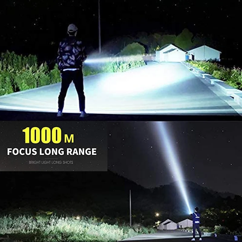 LED Flashlight High Lumens XLM-P70 Most Powerful USB No Battery Rechargeable Waterproof Ultra Bright Lantern Camping Hand Lamp