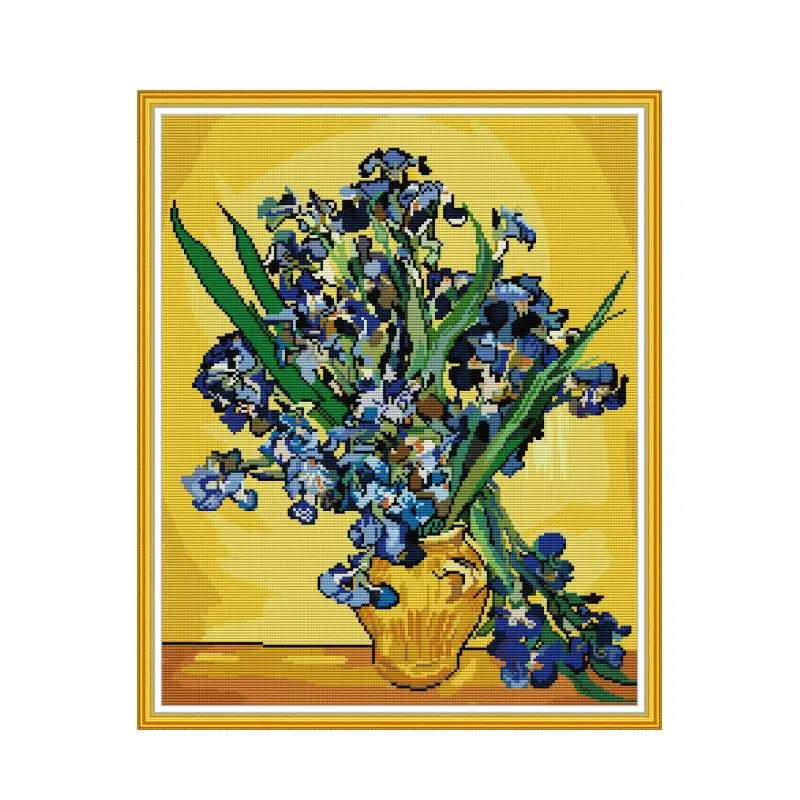 Van Gogh-Still Life with Iris cross stitch kit flower pattern design needlework embroidery DIY handmade