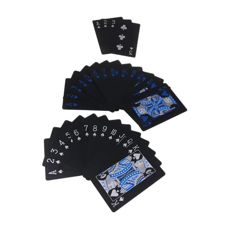 Waterproof Plastic Poker Playing Cards, Black PVC Poker Table Cards Classic Magic Tricks Tool Deck (54pcs) 54DA