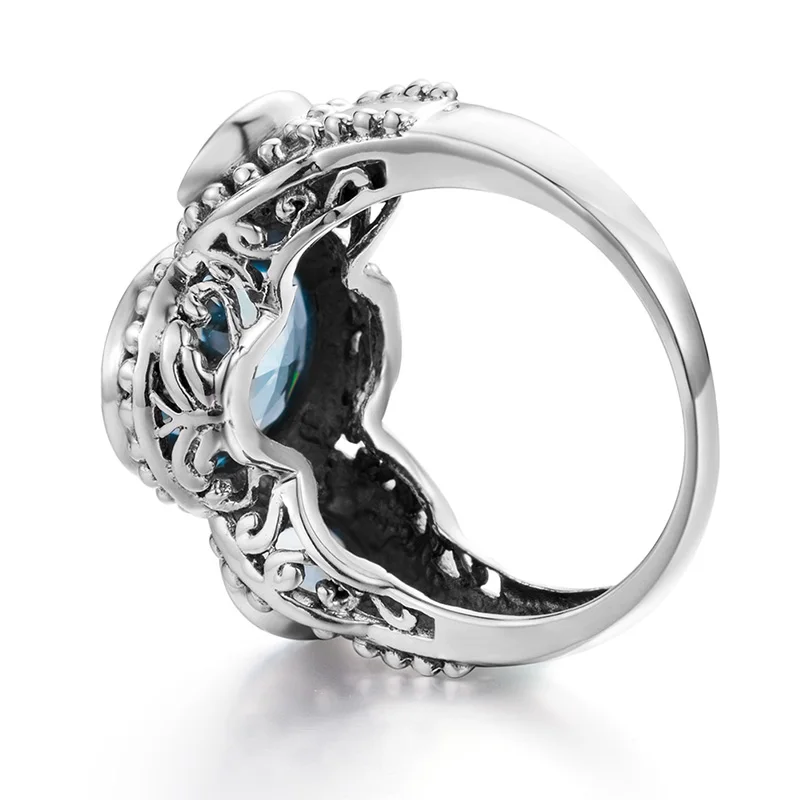 Aquamarine Men Rings Sterling Silver 925 Gemstone Vintage Rings For women Fine Oval Shape Prong Setting Anillo Hombre At A Loss — zdjęcie 4