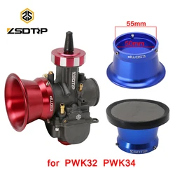 ZSDTRP 오토바이 에어 필터 컵 윈드 컵, 기화기 인터페이스 PWK32 PWK34 용 메쉬 포함, 55mm