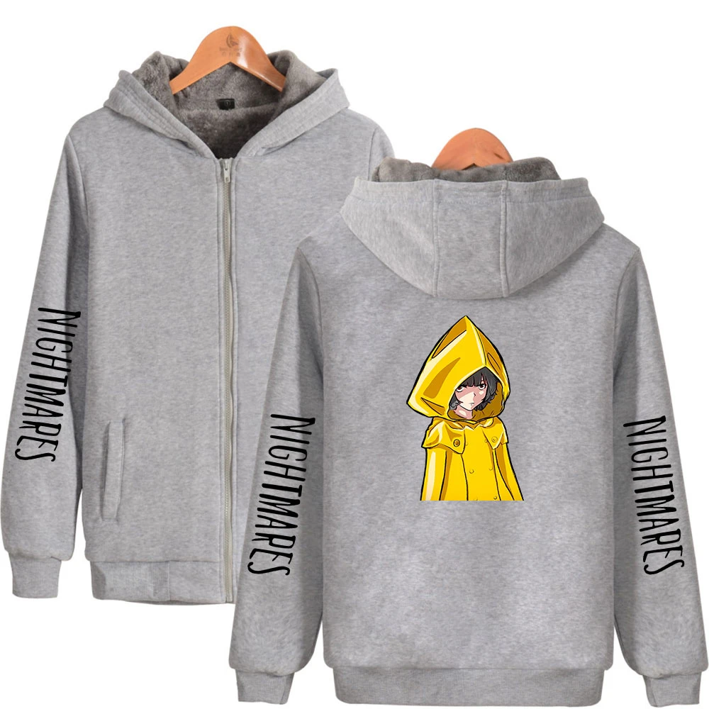 Mantel Tebal Lengan Panjang Mode Baru Tren Jaket Hoodie Ritsleting Kasual Cetak Little Nightmare