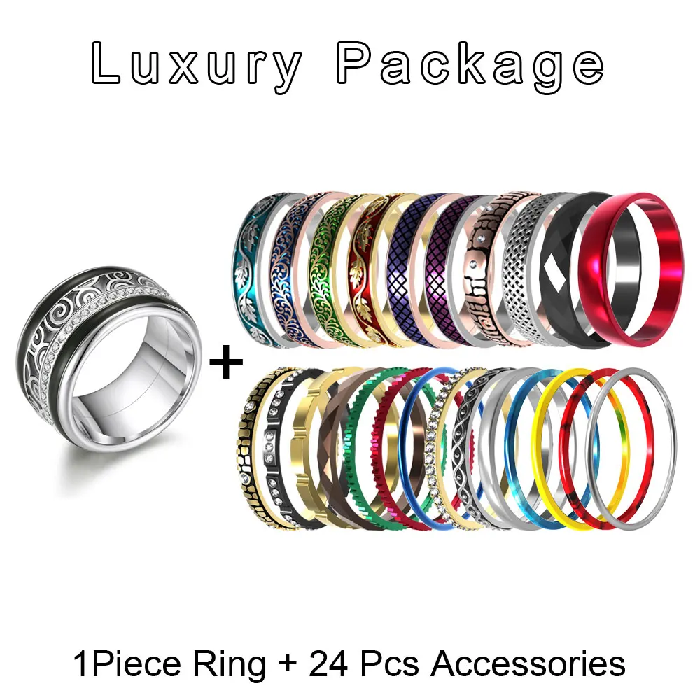 

Cremo Gear Titanium Rings Set For Women Golden Stacked Stainless Steel Fidget Interchangeable Arctic Symphony Wedding Band