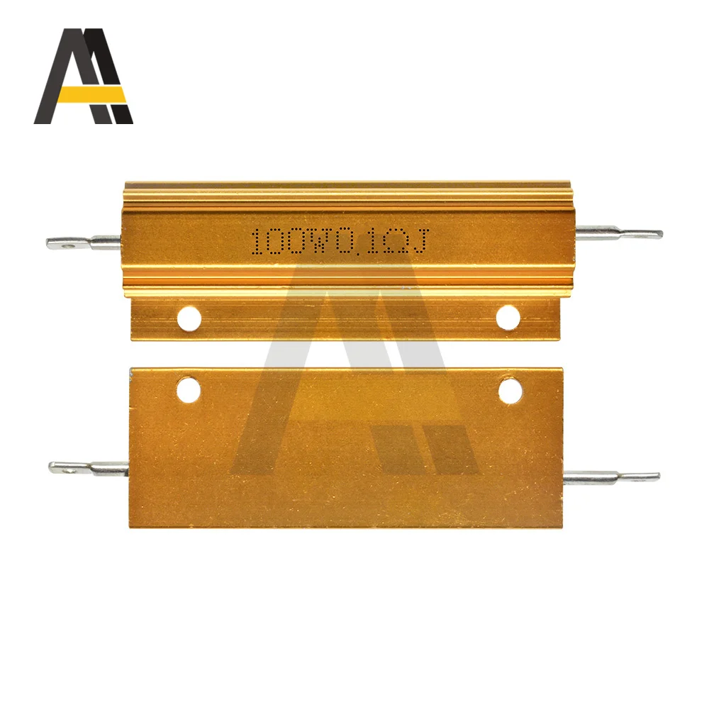 100W Casing Cangkang Logam Daya Aluminium Resistor Luka Kawat 0,1 R ~ 15R 0.1 ~ 1K 0.1 0.5 1 1.5 5 10 12 15K Ohm Tahan RX24 Igmopnrq