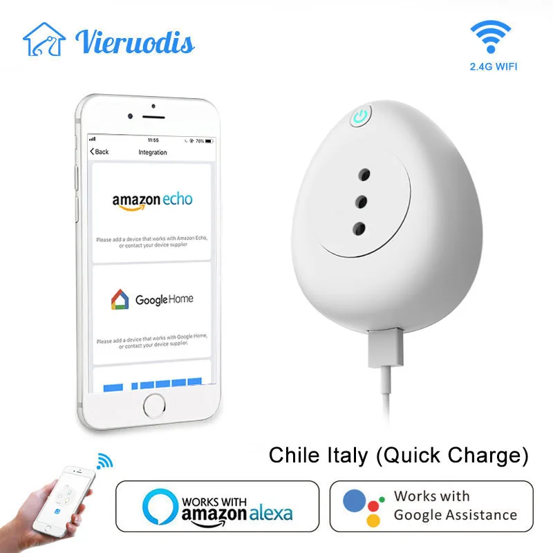 

Smart Chile Plug Italy Wifi Socket Outlet CL Power Energy Monitor Voice Control Alexa Google Home Tuya Smart Life with 2.1V USB