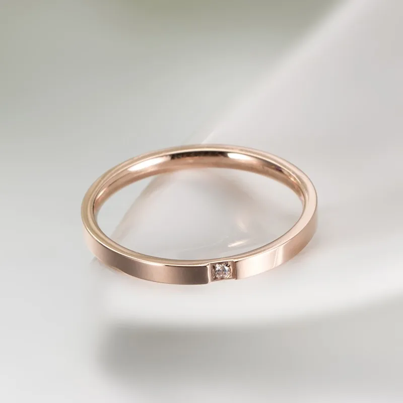 Women's 2mm Thin Stackable CZ Wedding Band, Elegant Gift