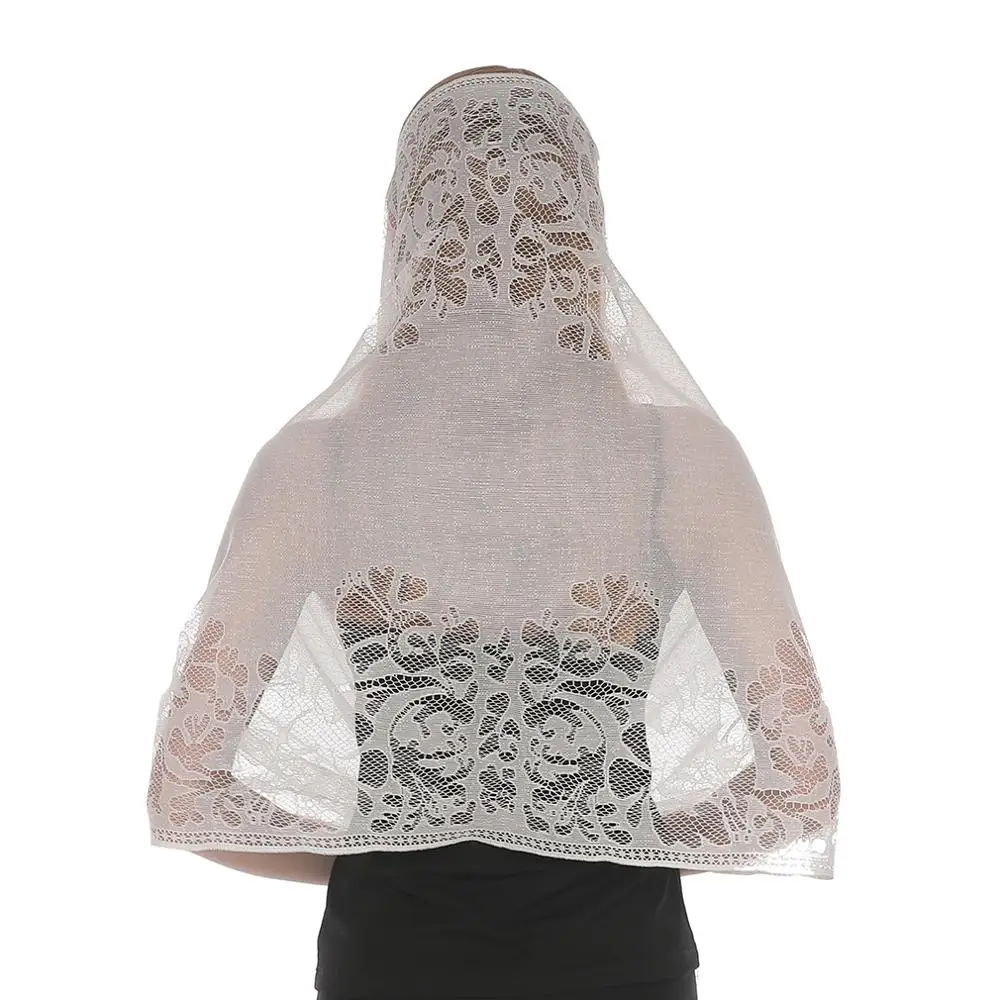 Laven White Black Catholic Head Scarf Women Kerchief Chapel Lace Church Veil Long Wedding Bride Mantilla Latin Veils for Mass