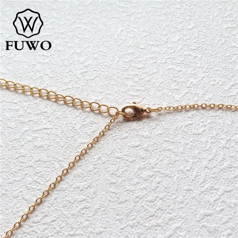 FUWO Wholesale White Howlite Necklace,High Quality Golden Plated Long Horn Jewelry For Women 5Pcs/Lot NC070