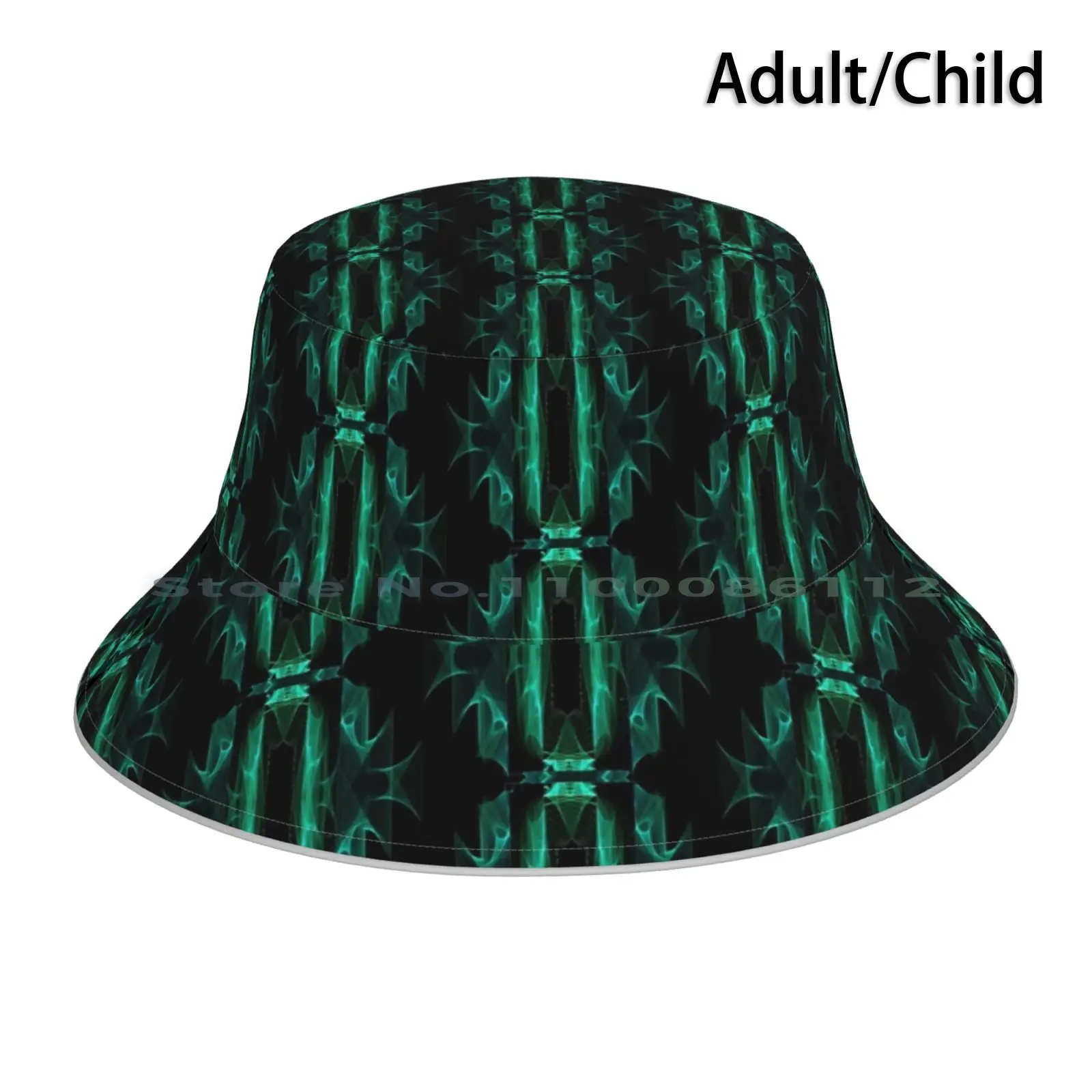 Art Deco Fractal Bucket Hat Sun Cap Art Fractal Pattern Geometric Foldable Outdoor Fisherman Hat