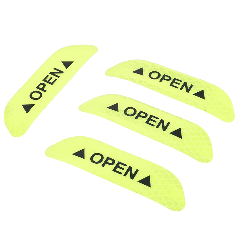 4x Fluorescent Green Car Door Open Sticker Reflective Tape Safety Warning Decal