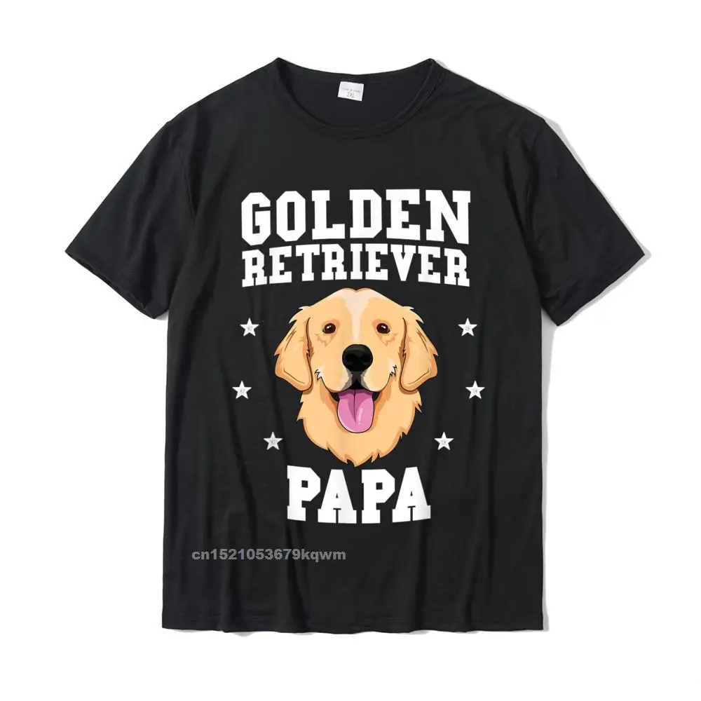 Golden Retriever Papa T-Shirt For Men Grandpa Dog Pet Owner T-Shirt Custom T Shirts Retro Tops Tees Cotton Men\'s Summer