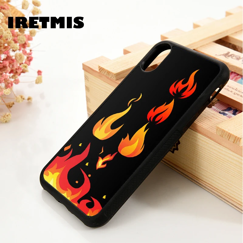 Iretmis 5 5S SE 2020 6 6S TPU Silicone Rubber Phone Case Cover for iPhone 7 8 Plus X Xs 11 12 MINI Pro Max XR Hot Fire Flame